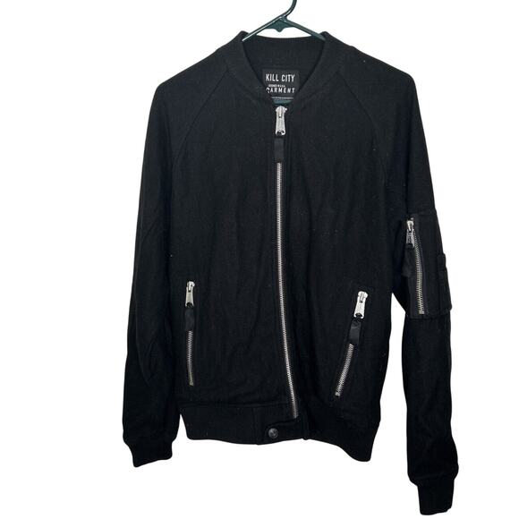 Kill City Wool Blend Jacket Size Small Black Mid Weight - Picture 1 of 10